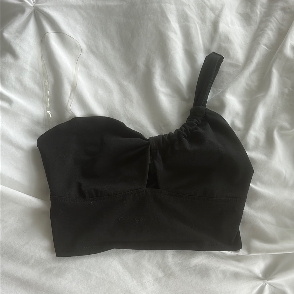 Wild Fable Black One-Shoulder Crop